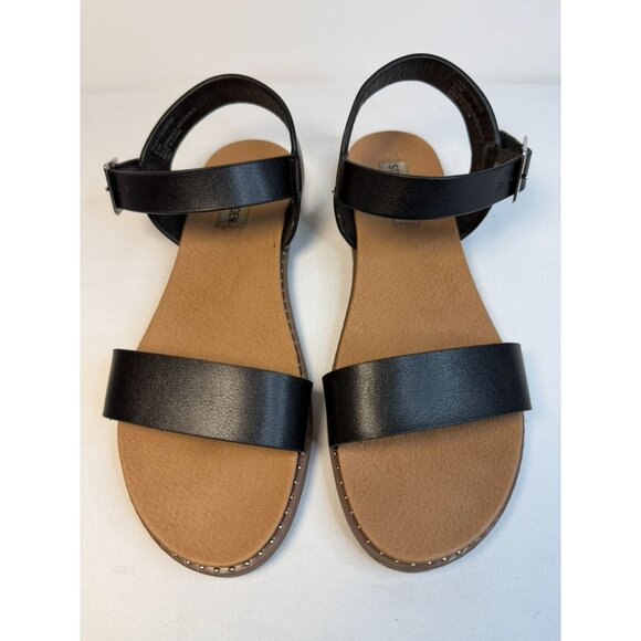 Steve Madden Tesa Slingback Flat Sandals Women Size 8.5M Black Ankle Strap Open - Picture 3 of 12